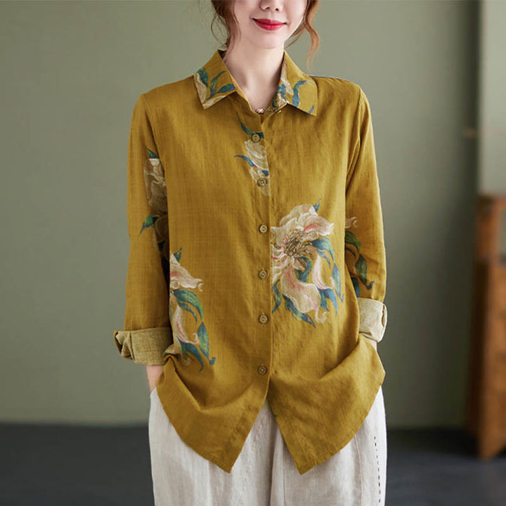 Buddha Stones文学芸術花柄コットン服 - image 9