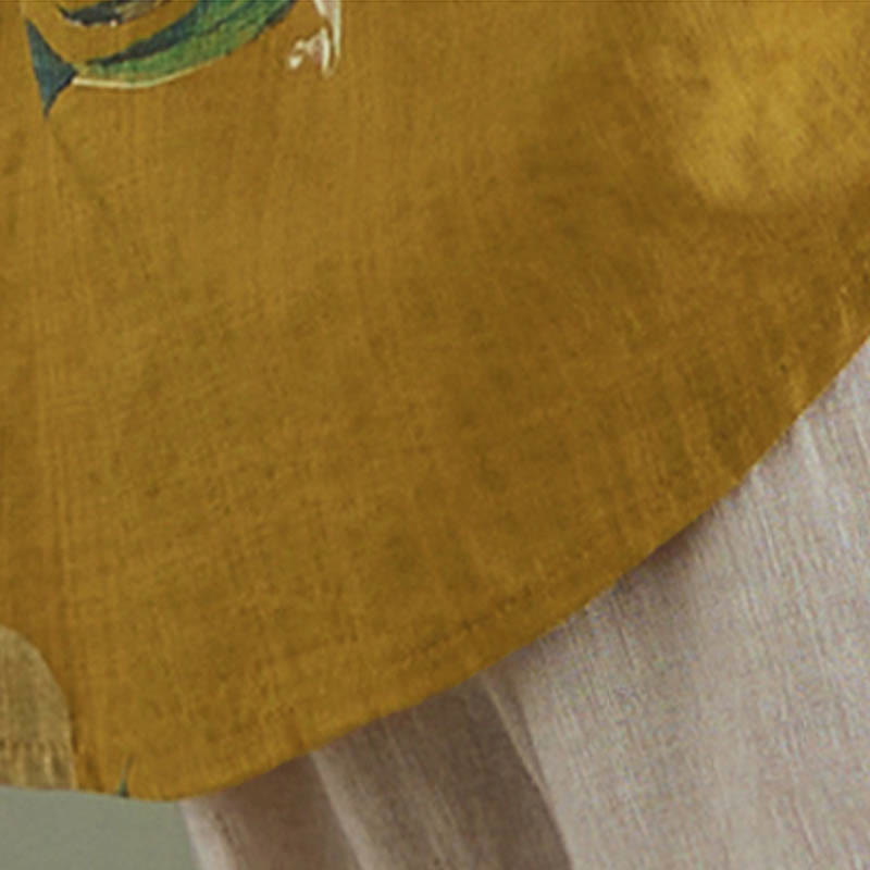 Buddha Stones文学芸術花柄コットン服 - image 17