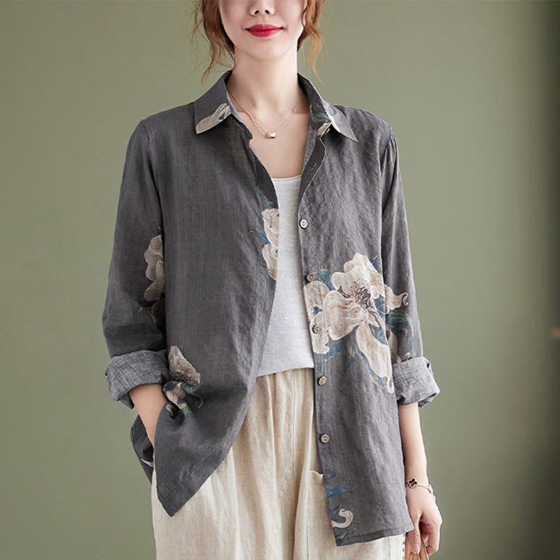 Buddha Stones文学芸術花柄コットン服 - image 23