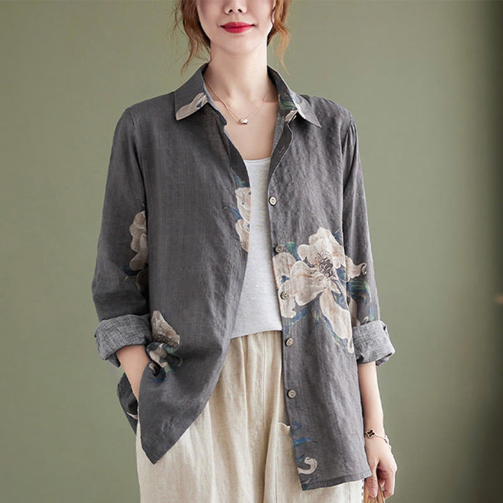 Buddha Stones文学芸術花柄コットン服 - image 23