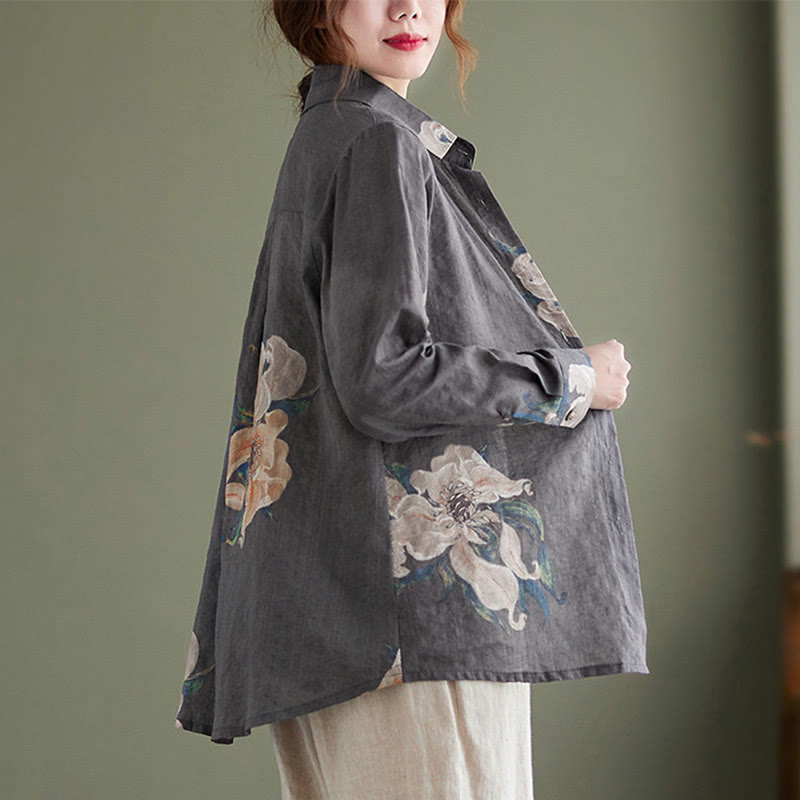 Buddha Stones文学芸術花柄コットン服 - image 22