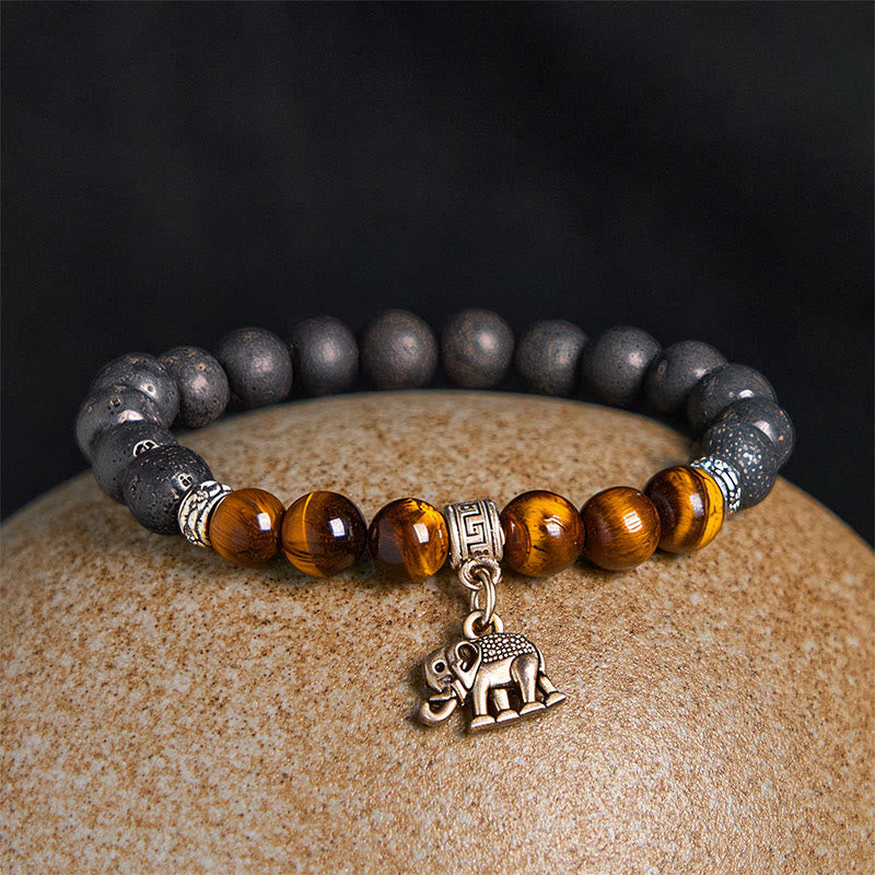 Buddha Stonesブラック溶岩石 クリスタルビーズ 動物柄 ヒーリングブレスレット - image 2