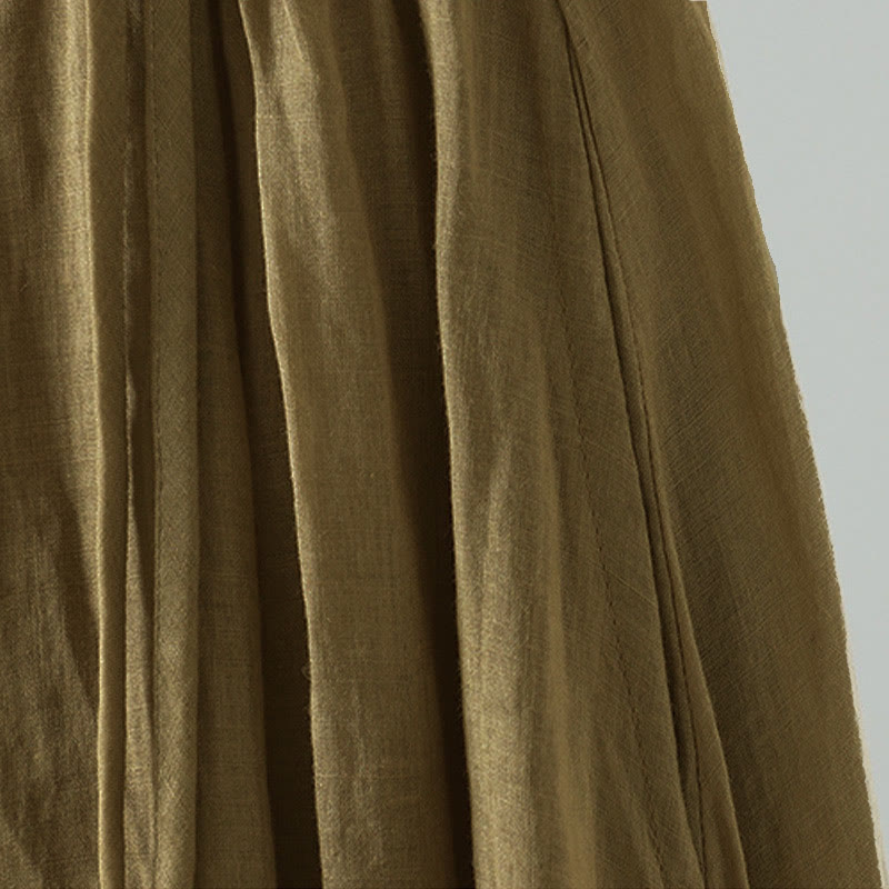 Buddha Stones夏 レトロ 純色 タッセルデザイン レディース スカート ポケット付き - image 2