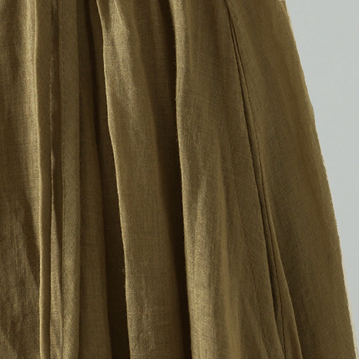 Buddha Stones夏 レトロ 純色 タッセルデザイン レディース スカート ポケット付き - image 2