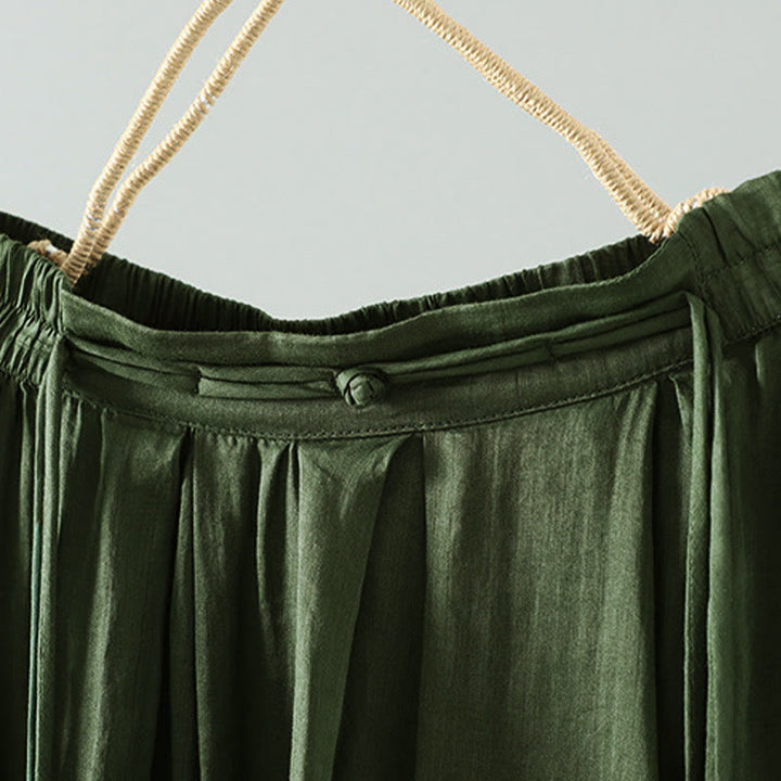 Buddha Stones夏 レトロ 純色 タッセルデザイン レディース スカート ポケット付き - image 14