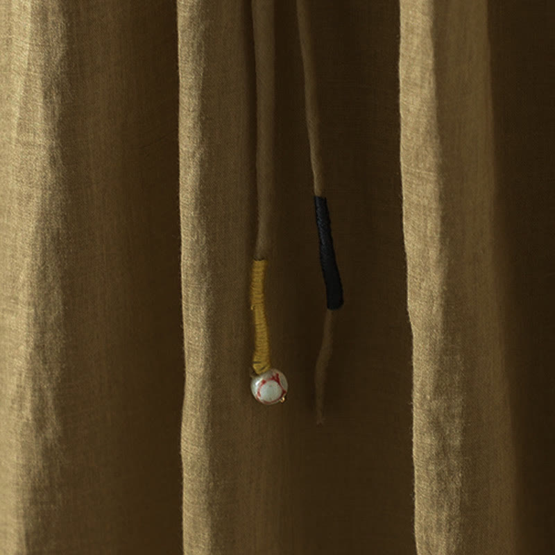 Buddha Stones夏 レトロ 純色 タッセルデザイン レディース スカート ポケット付き - image 3