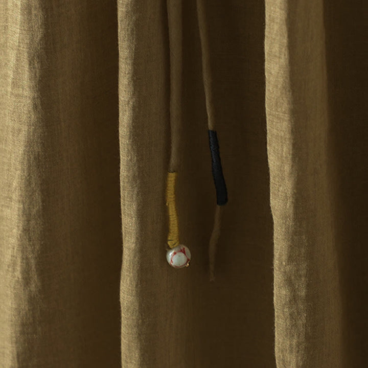 Buddha Stones夏 レトロ 純色 タッセルデザイン レディース スカート ポケット付き - image 3