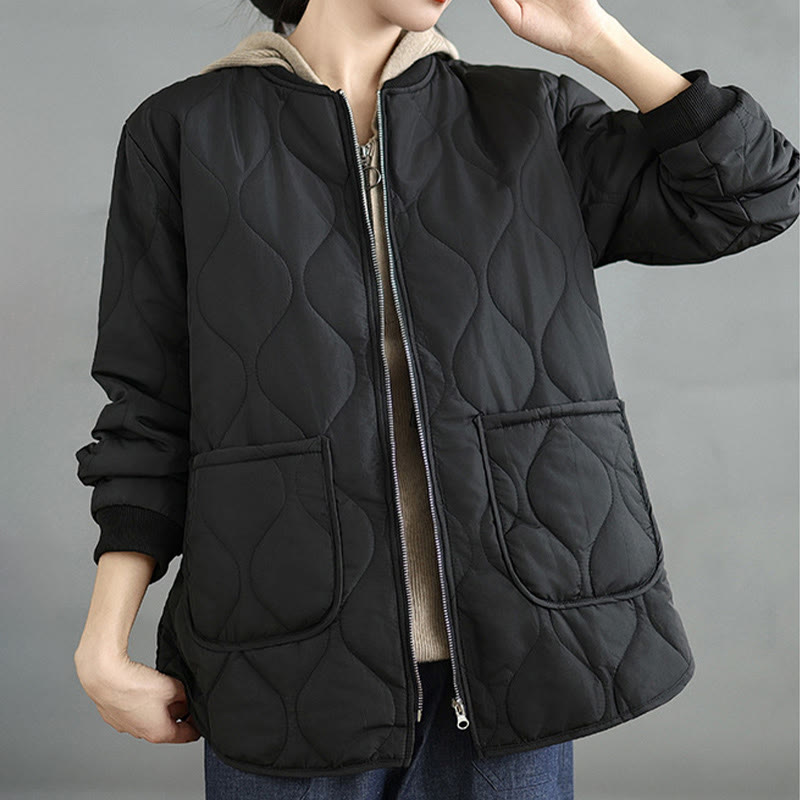 Buddha Stonesレディース 無地 ジッパーデザイン コットン 長袖 ジャケット ポケット付き - image 14