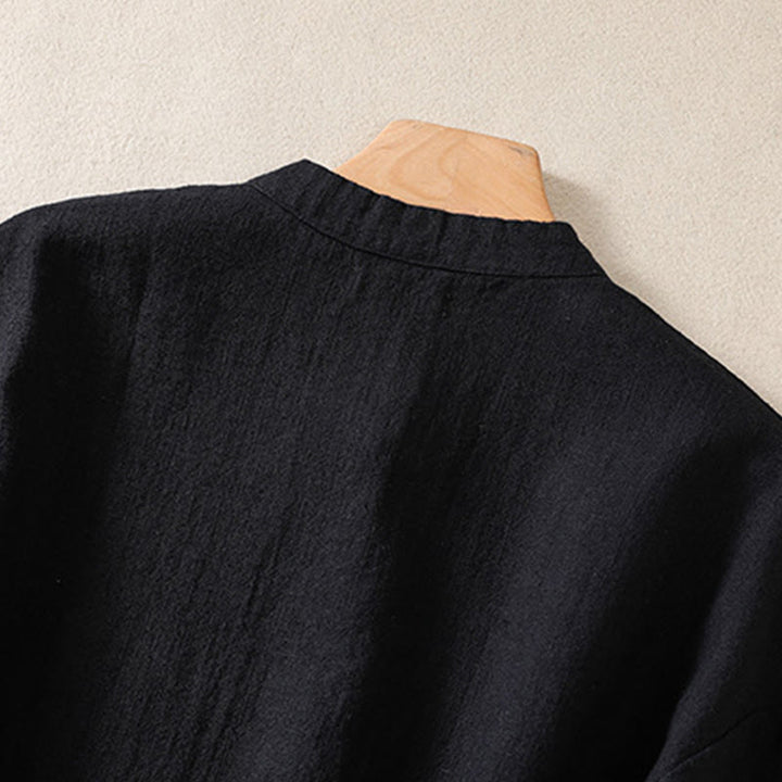Buddha Stonesカジュアルボタンクルーネックコットンレディース長袖シャツ(ポケット付き) - image 14