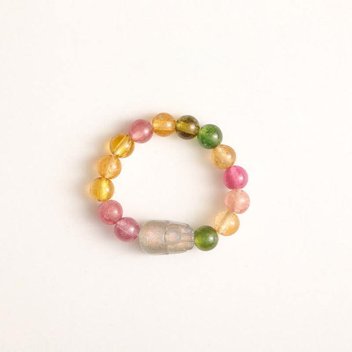 Buddha Stones天然トルマリンラッキーパールPiXiu琥珀ポジティブラブリング - トルマリン&ムーンストーン - image 5
