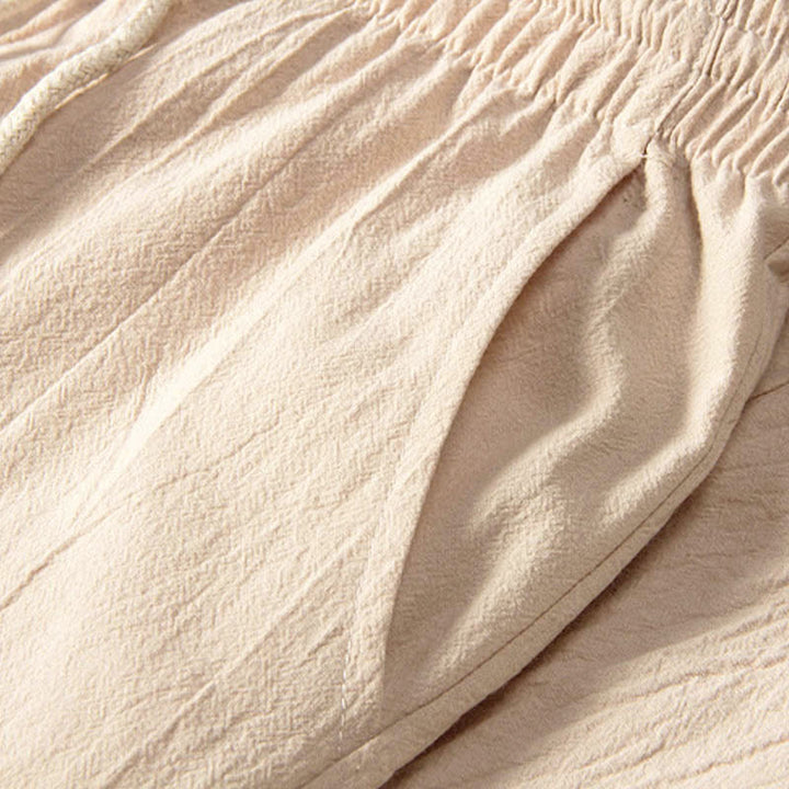 Buddha Stones純色 コットン リネン 長袖 トップス パンツ 服 メンズ セット - image 3