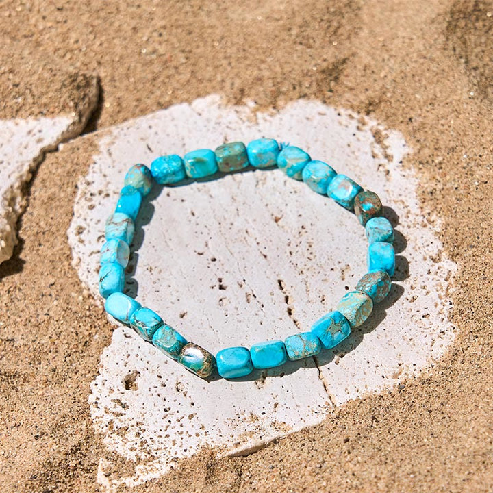 Buddha Stones天然 カラフル エンペラーストーン オーバル スクエアビーズ 抗ストレスブレスレット - ライトブルーエンペラーストーン(手首周り:15~17cm) - image 3