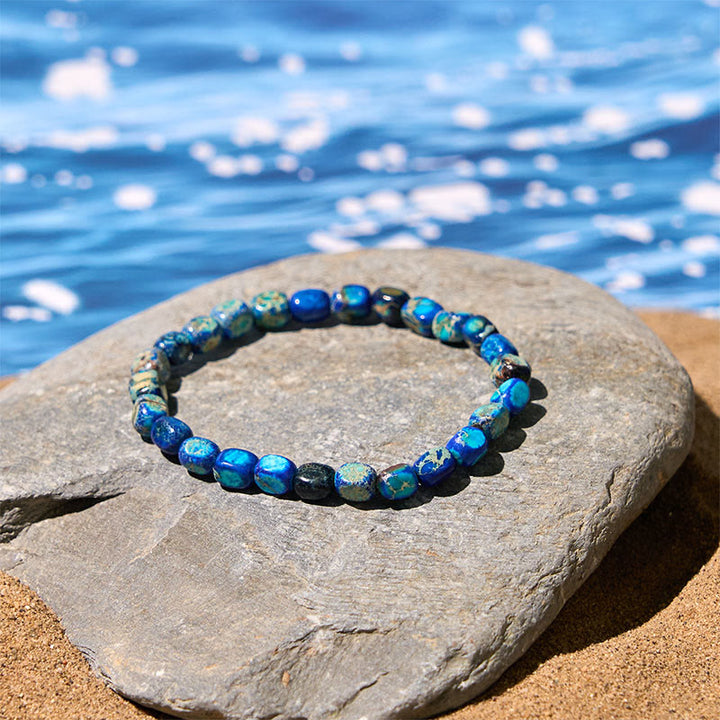 Buddha Stones天然 カラフル エンペラーストーン オーバル スクエアビーズ 抗ストレスブレスレット - image 7