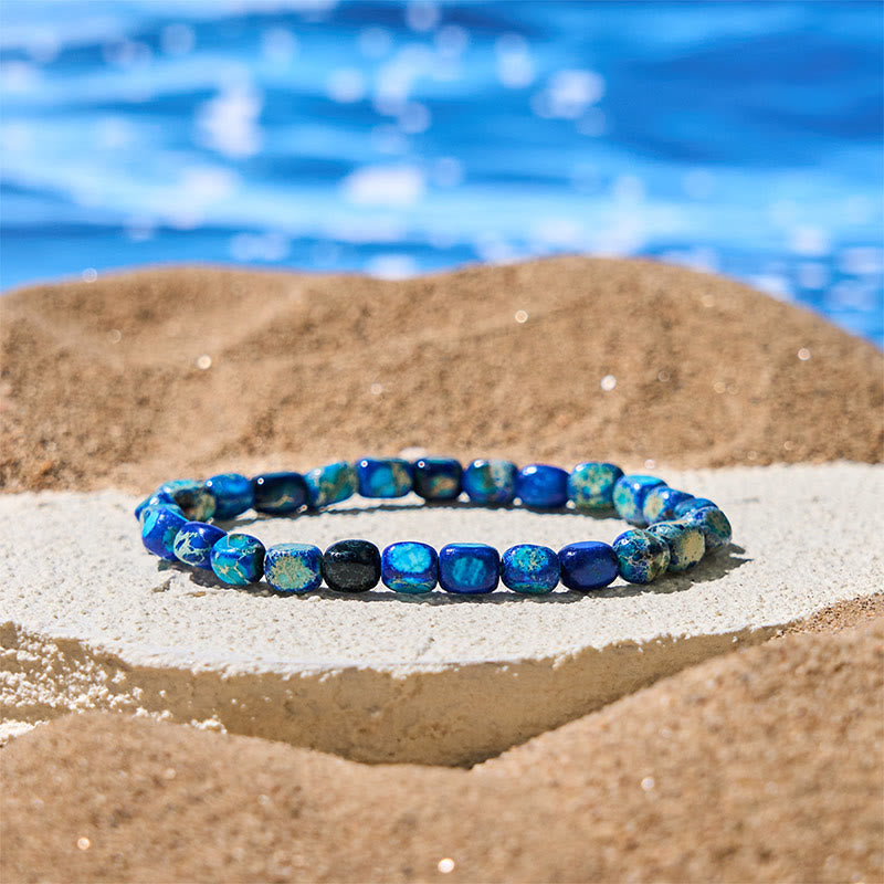 Buddha Stones天然 カラフル エンペラーストーン オーバル スクエアビーズ 抗ストレスブレスレット - image 8