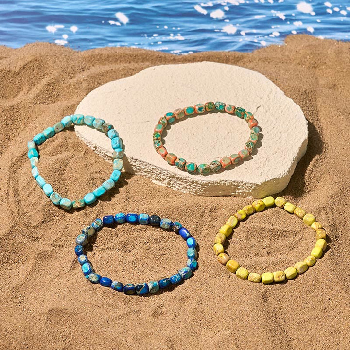 Buddha Stones天然 カラフル エンペラーストーン オーバル スクエアビーズ 抗ストレスブレスレット - image 14