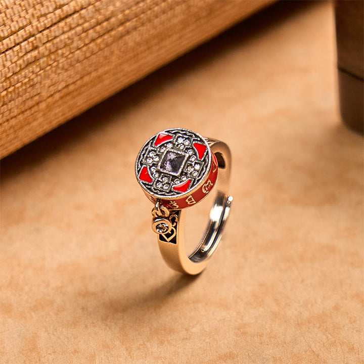 Buddha Stonesオーム・マニ・パドメ・フム銅製祈祷ホイール回転式 富の輪 - 銅(富♥幸運) - image 0