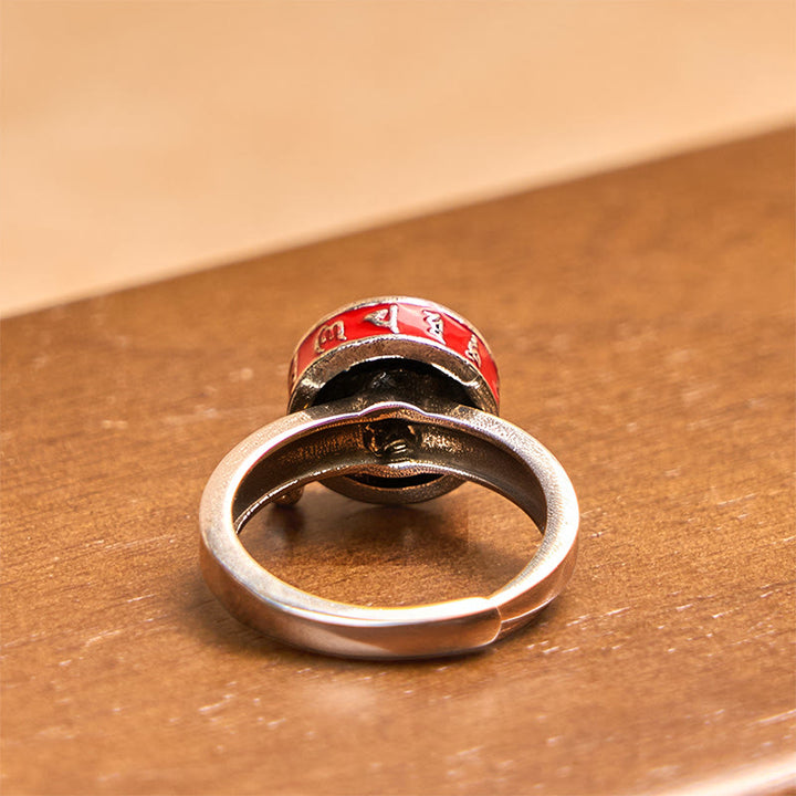 Buddha Stonesオーム・マニ・パドメ・フム銅製祈祷ホイール回転式 富の輪 - image 4