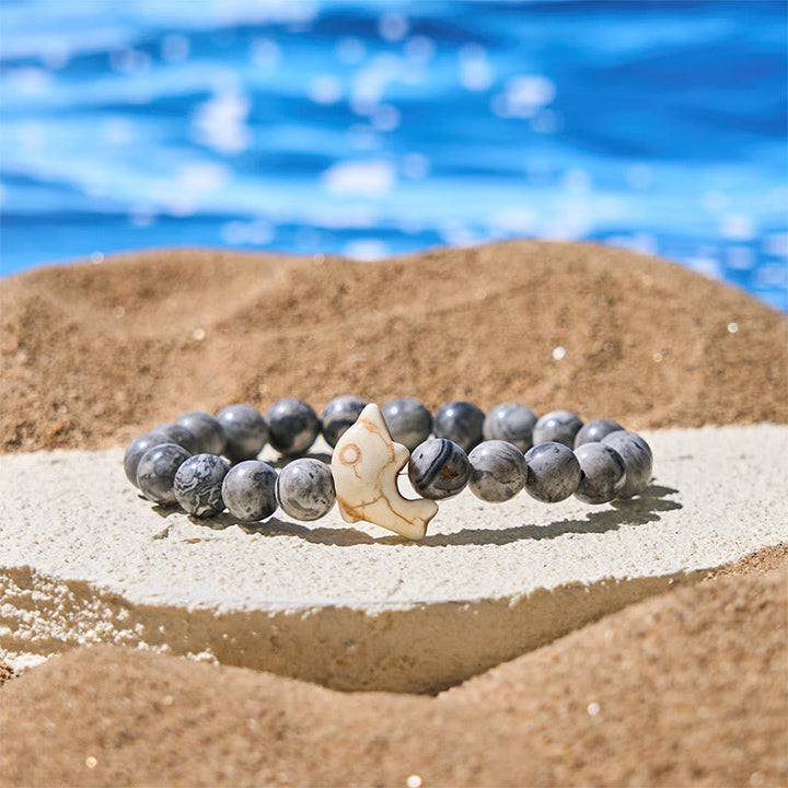 Buddha Stones天然石各種 イルカ スピリチュアルバランスブレスレット - グレージャスパー(手首周り:15~18cm) - image 16