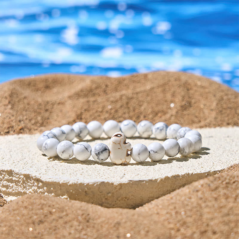 Buddha Stones天然石各種 象の霊力強さブレスレット - ホワイトターコイズ(手首周り:15~18cm) - image 9