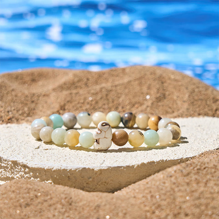 Buddha Stones天然石各種 象の霊力強さブレスレット - アマゾナイト(手首周り:15~18cm) - image 13