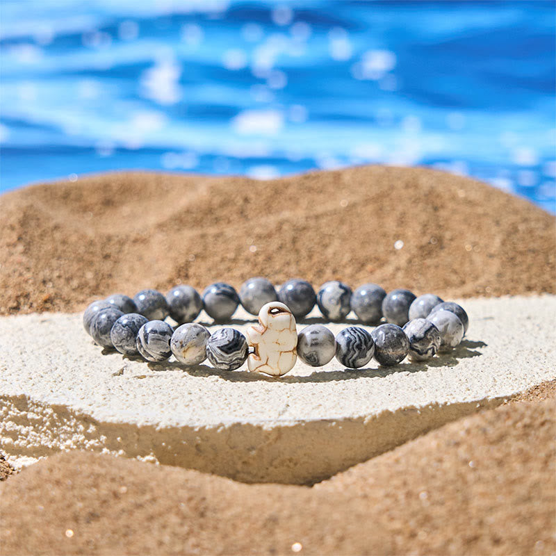 Buddha Stones天然石各種 象の霊力強さブレスレット - グレージャスパー(手首周り:15~18cm) - image 21