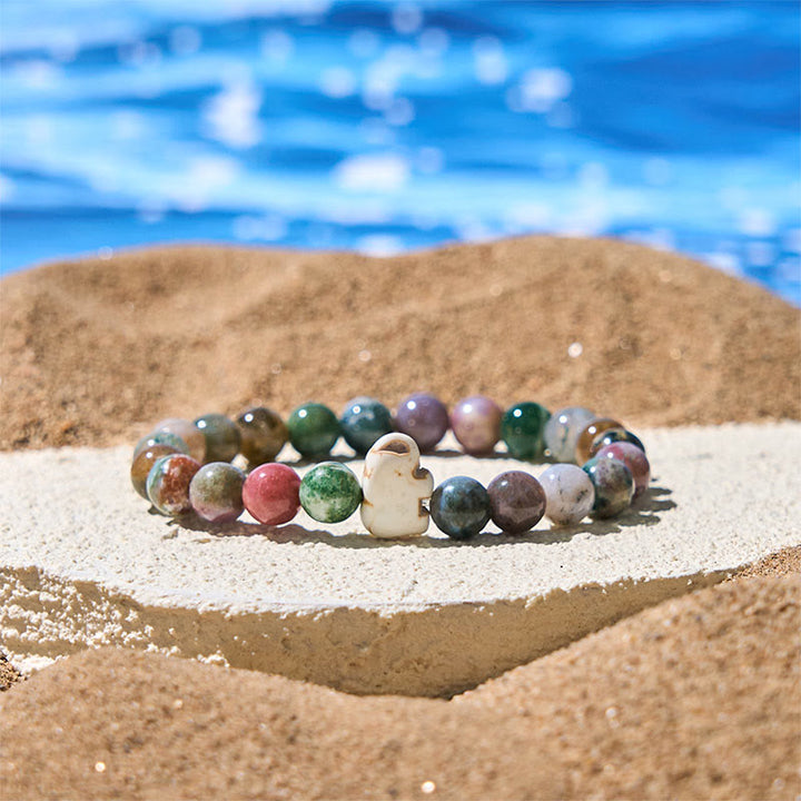 Buddha Stones天然石各種 象の霊力強さブレスレット - インドアゲート(手首周り:15~18cm) - image 29