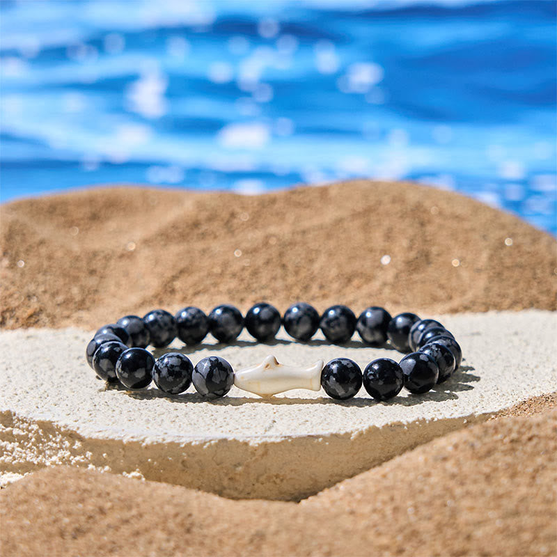 Buddha Stones天然瑪瑙石 鮫の知恵ブレスレット - グレーアゲート(手首周り:15~18cm) - image 0
