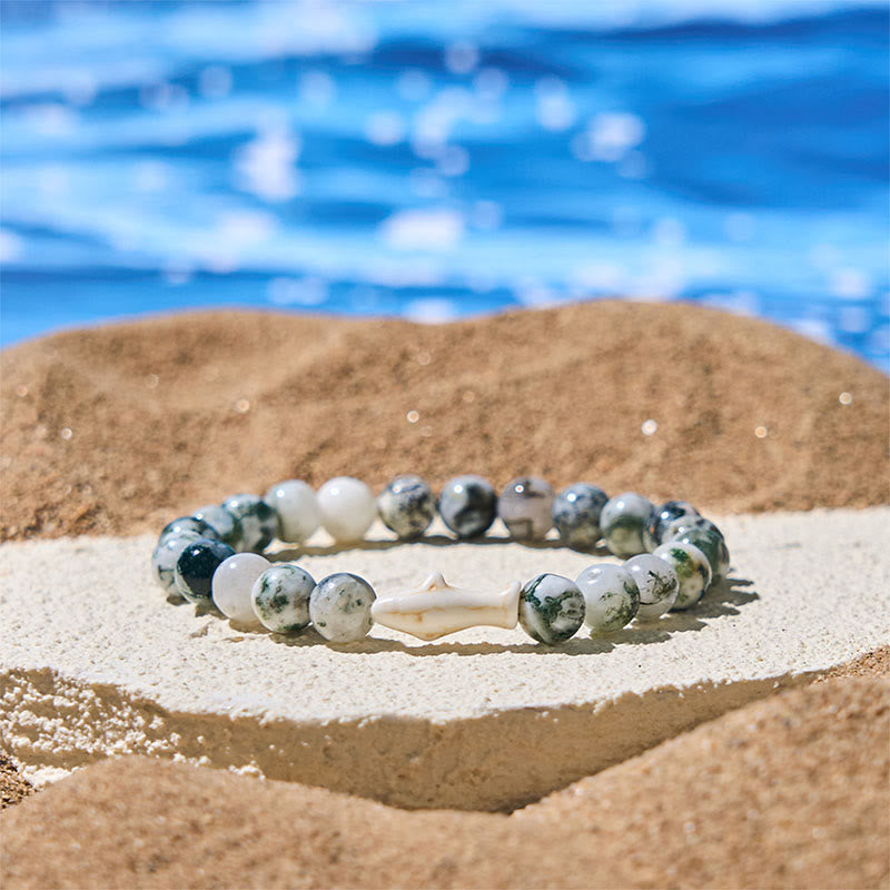 Buddha Stones天然瑪瑙石 鮫の知恵ブレスレット - グリーンアゲート(手首周り:15~18cm) - image 11
