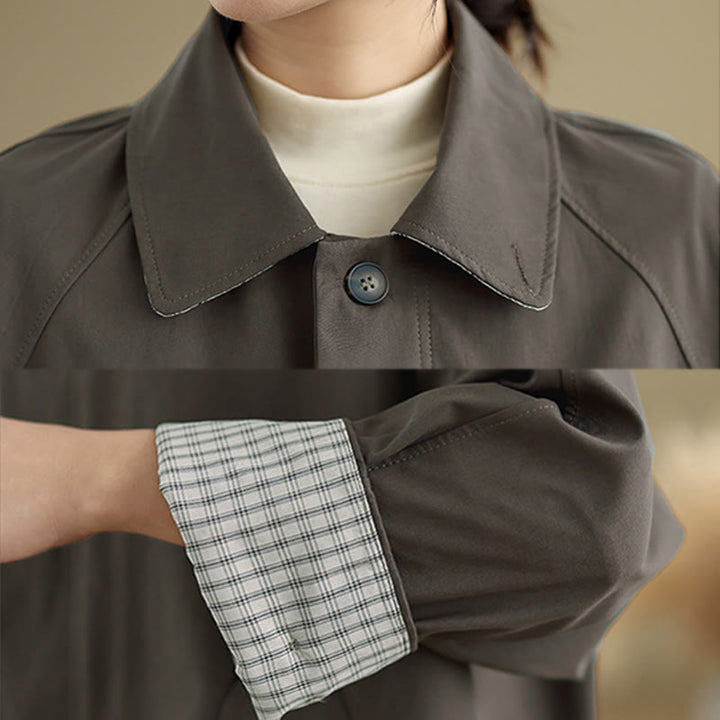 Buddha Stones無地パッチワーク レディース 長袖 カーゴ コットン ジャケット ポケット付き - image 8