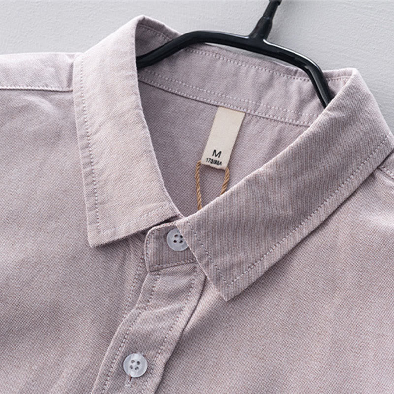 Buddha Stones無地長袖ボタンダウンデザインメンズコットンシャツ - image 14