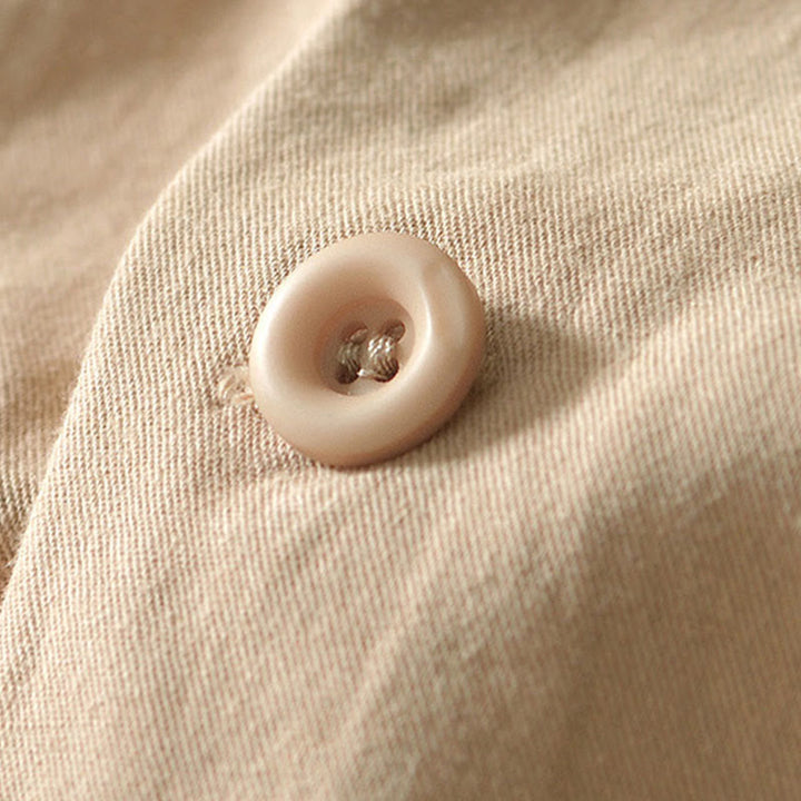 Buddha Stones秋冬 無地 長袖 ボタンダウン メンズ コットンシャツ ポケット付き - image 3