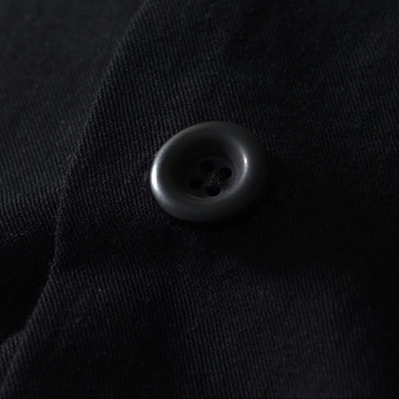 Buddha Stones秋冬 無地 長袖 ボタンダウン メンズ コットンシャツ ポケット付き - image 11