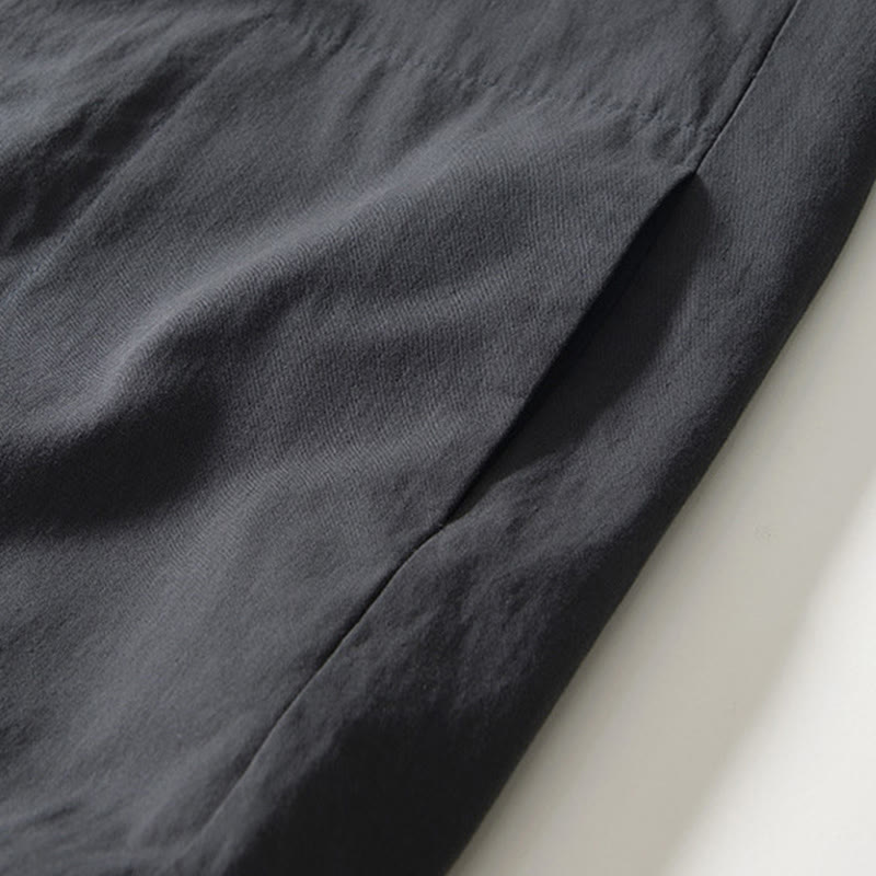 Buddha Stones秋冬 無地 長袖 ボタンダウン メンズ コットンシャツ ポケット付き - image 18