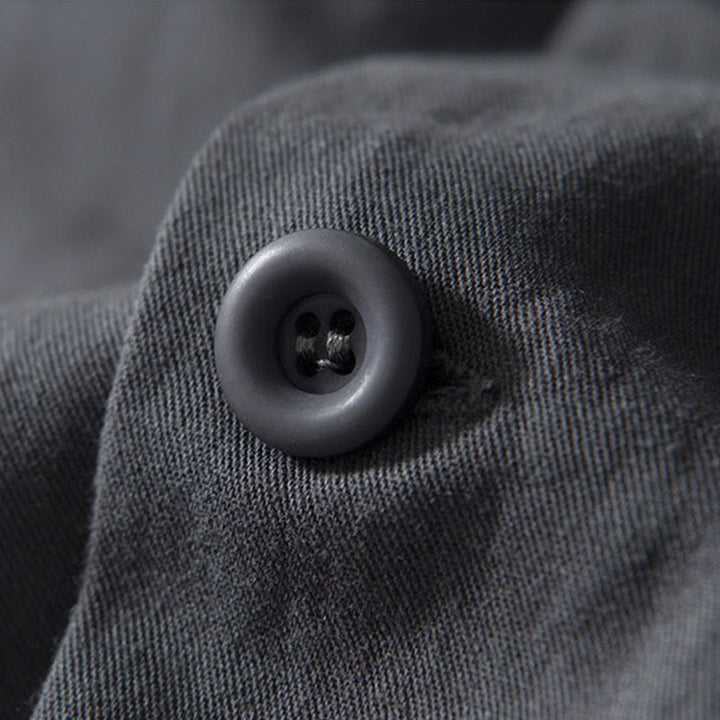 Buddha Stones秋冬 無地 長袖 ボタンダウン メンズ コットンシャツ ポケット付き - image 17