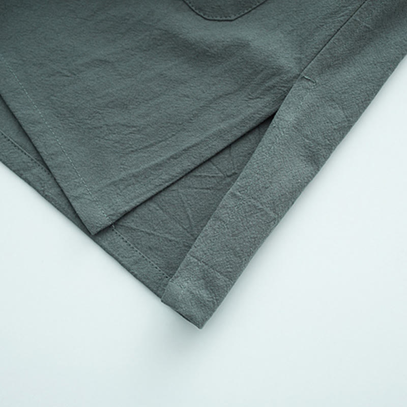 Buddha Stones無地 長袖 フロッグボタンデザイン コットン メンズシャツ - image 7