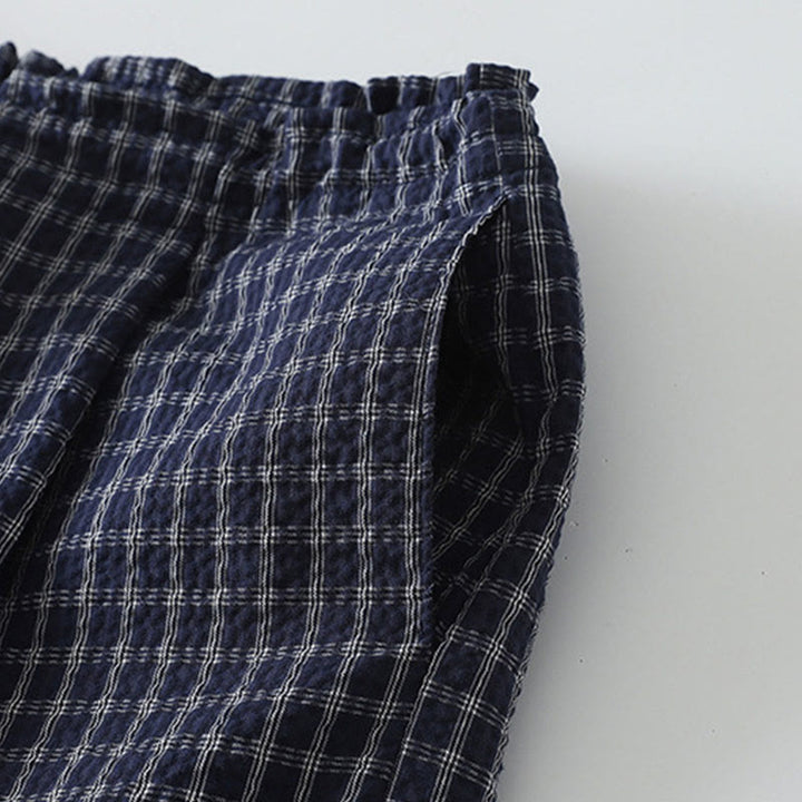 Buddha Stonesカジュアル チェック柄 レディース コットン ワイドレッグパンツ ポケット付き - image 5