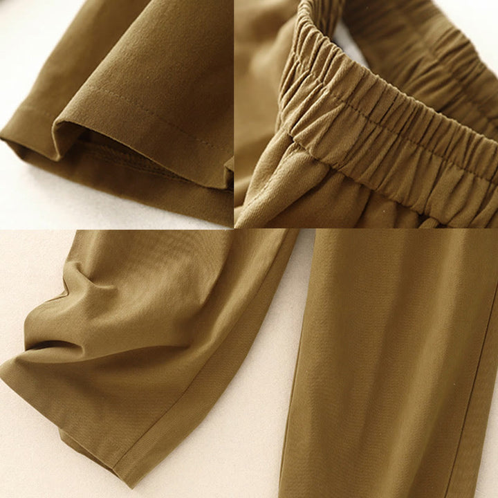 Buddha Stonesカジュアル スナップボタン レディース コットン ポリエステル パンツ ポケット付き - image 3