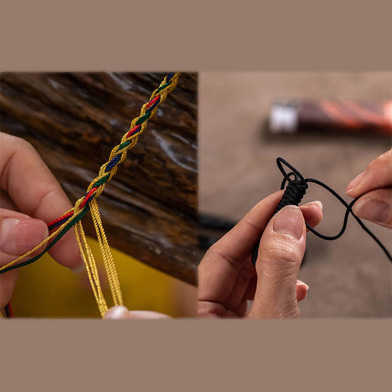 Buddha Stones手作りチベット九眼天珠護身ロープブレスレット - image 4