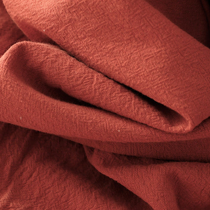 Buddha Stones秋冬 ラペルボタン レースアップデザイン コットン 長袖 ミディドレス ポケット付き - image 5