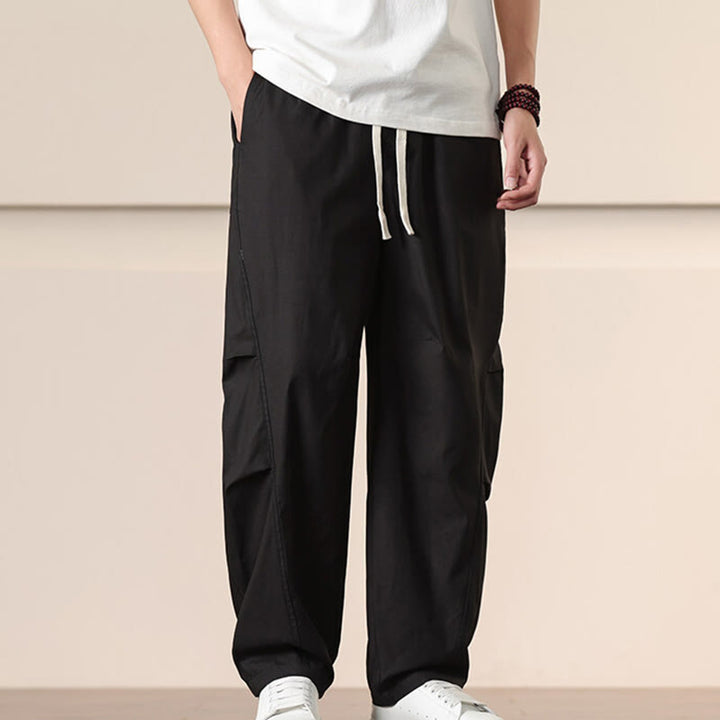 Buddha Stones通勤用春無地ドローストリングメンズハーレムパンツ ポケット付き - 黒 - US/UK/AU46、 EU56 (5XL) - image 9