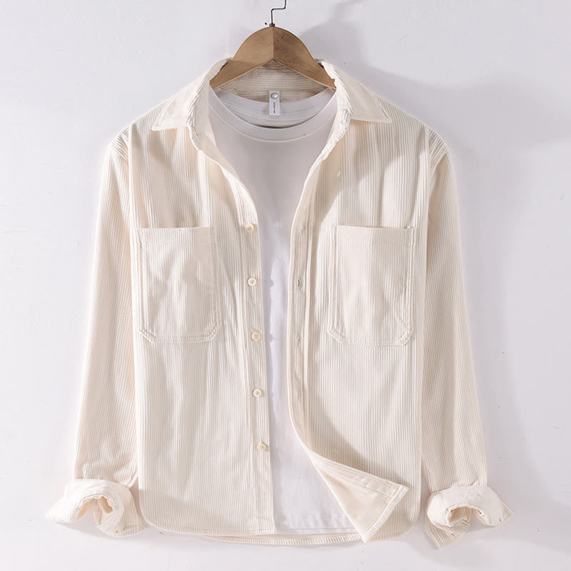 Buddha Stones春無地シンプルボタンデザインコーデュロイメンズ長袖ジャケットポケット付き - オールドレース - US/UK/AU42、 EU52 (3XL) - image 11