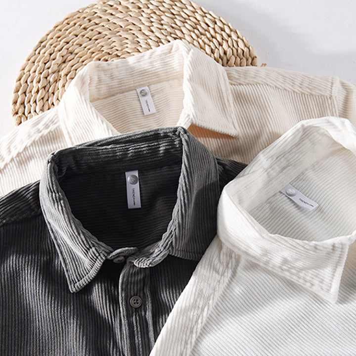 Buddha Stones春無地シンプルボタンデザインコーデュロイメンズ長袖ジャケットポケット付き - image 16