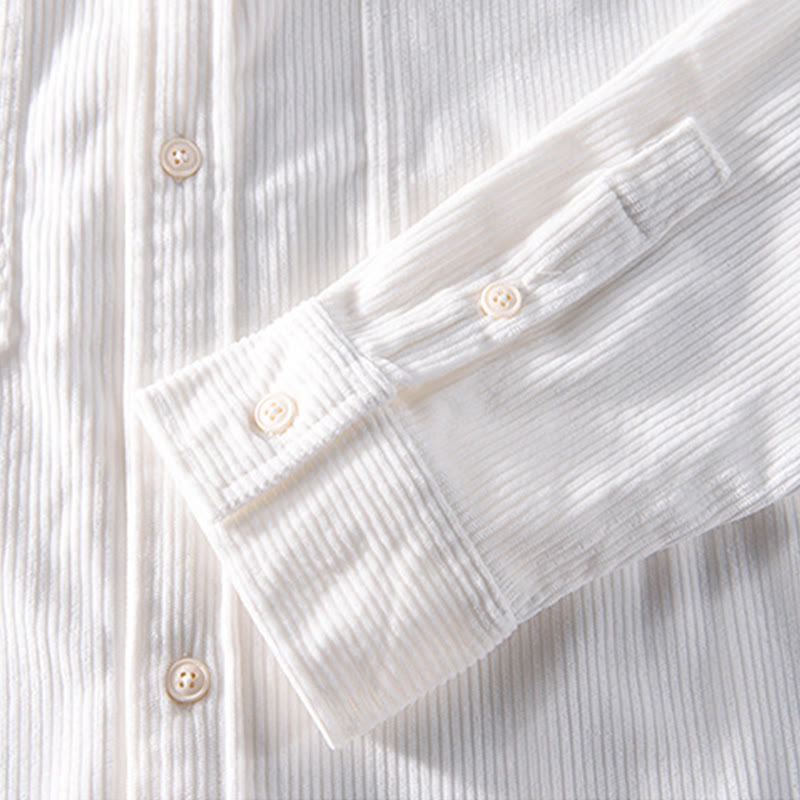 Buddha Stones春無地シンプルボタンデザインコーデュロイメンズ長袖ジャケットポケット付き - image 10