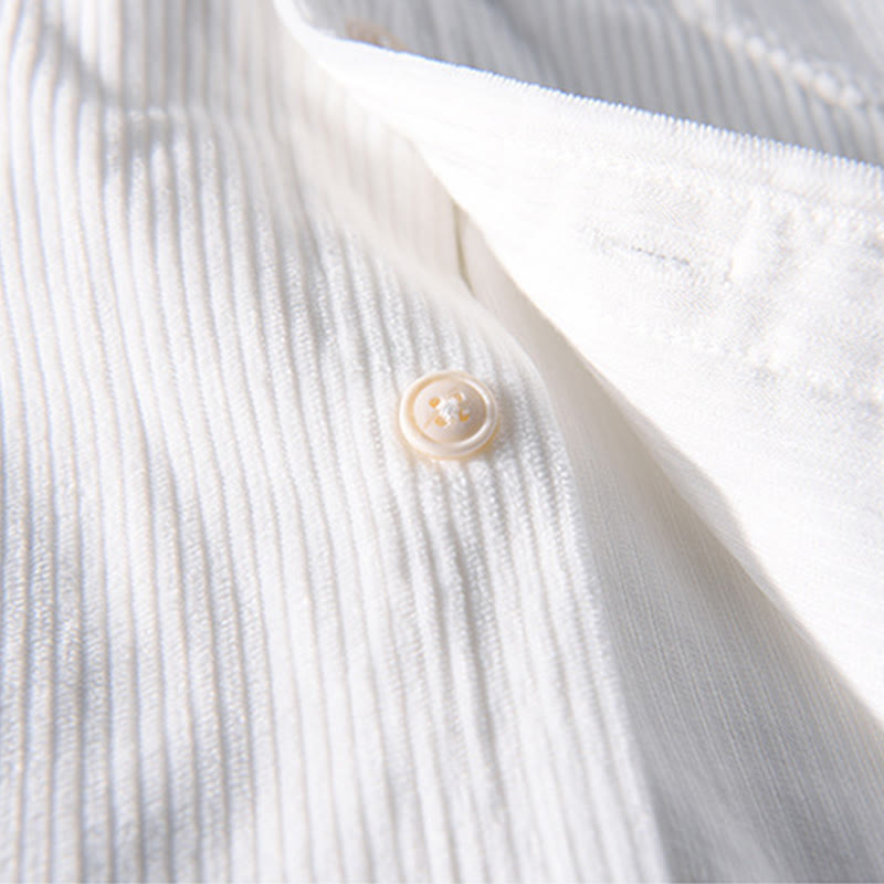 Buddha Stones春無地シンプルボタンデザインコーデュロイメンズ長袖ジャケットポケット付き - image 6