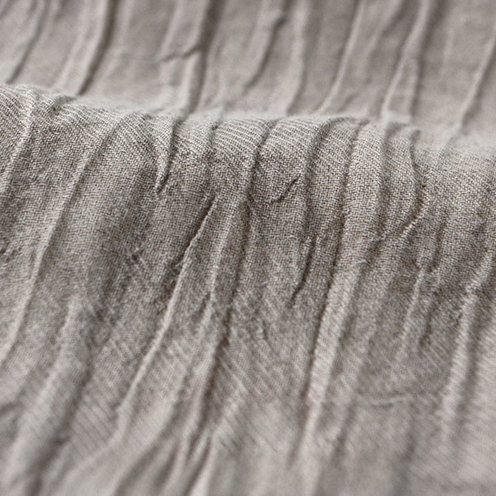 Buddha Stones無地 長袖 スタンドカラー シワ加工 ボタンダウン ラミーリネン メンズシャツ - image 18