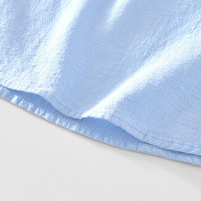 Buddha Stones春秋 無地 長袖 ハーフボタン コットン メンズシャツ - image 5