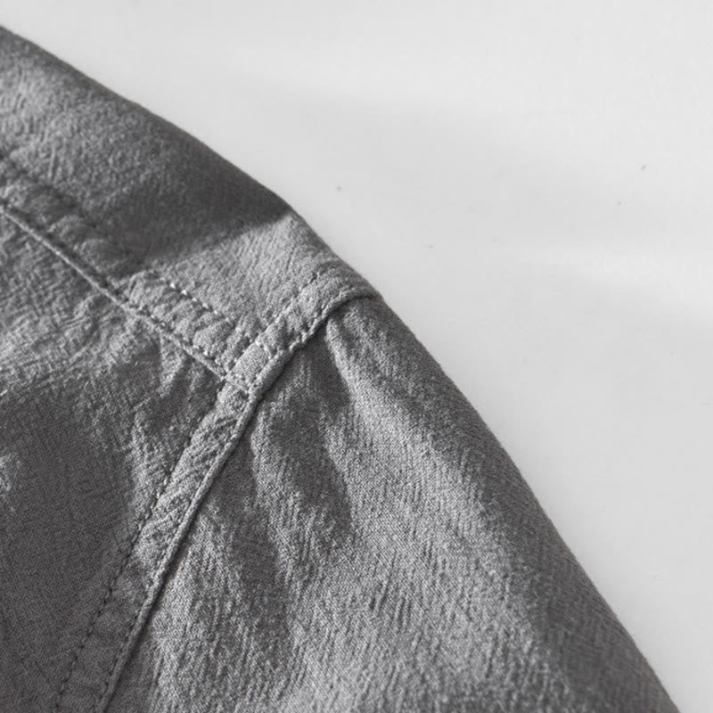 Buddha Stones春秋 無地 長袖 ハーフボタン コットン メンズシャツ - image 16