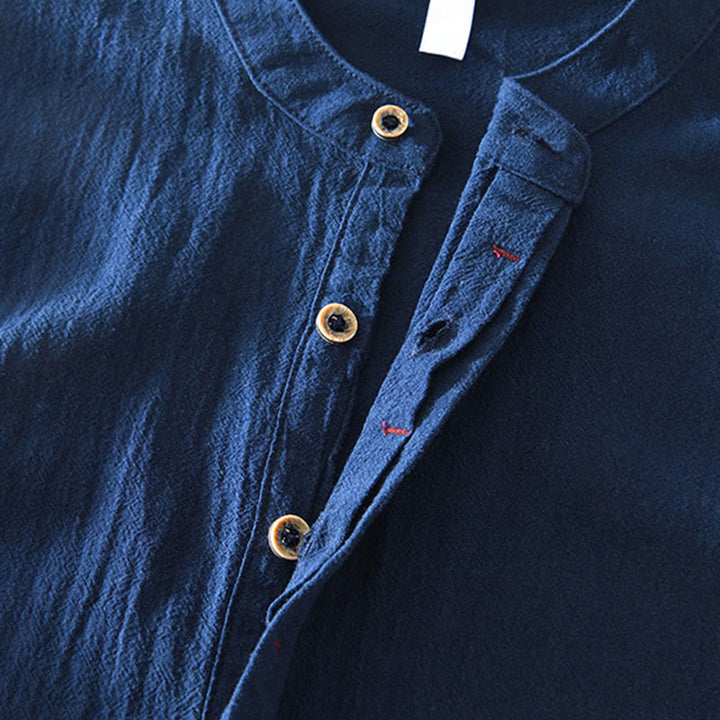 Buddha Stones春秋 無地 長袖 ハーフボタン コットン メンズシャツ - image 10