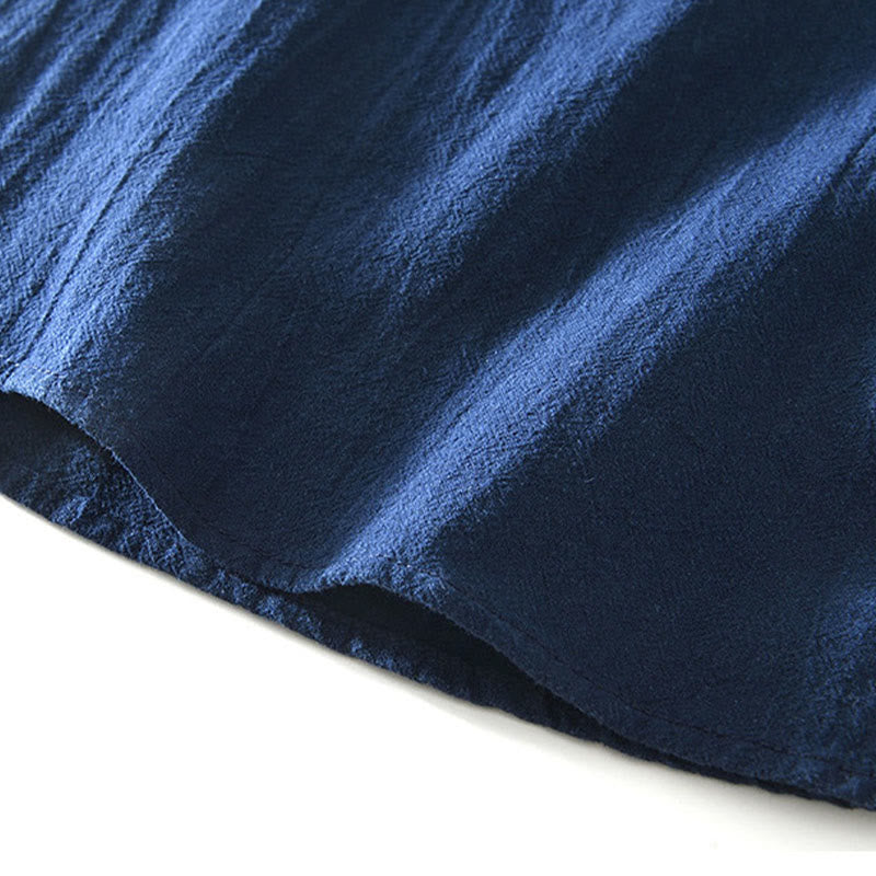 Buddha Stones春秋 無地 長袖 ハーフボタン コットン メンズシャツ - image 8