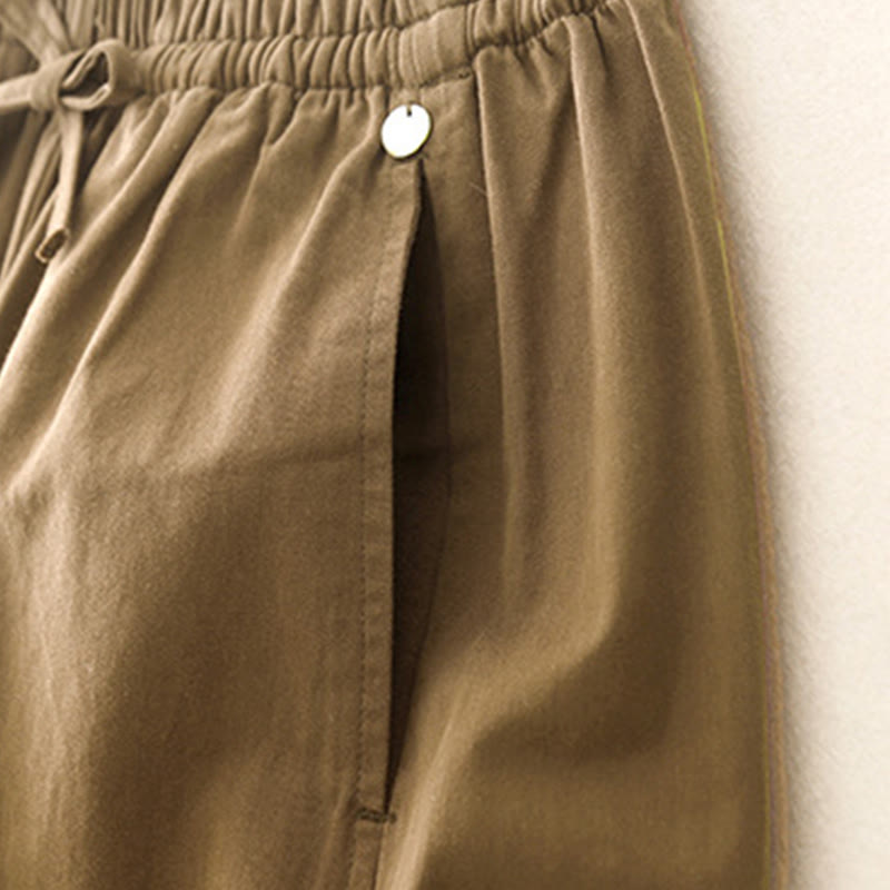 Buddha Stones無地 7-8丈 レディース ハーレム コットンパンツ ポケット付き - image 2